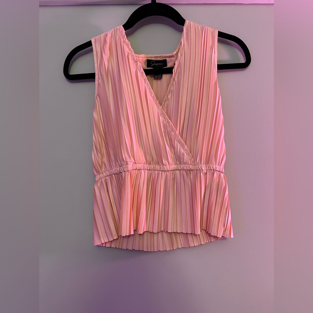 Peated Pink Blouse with Wrap Detail, Size M